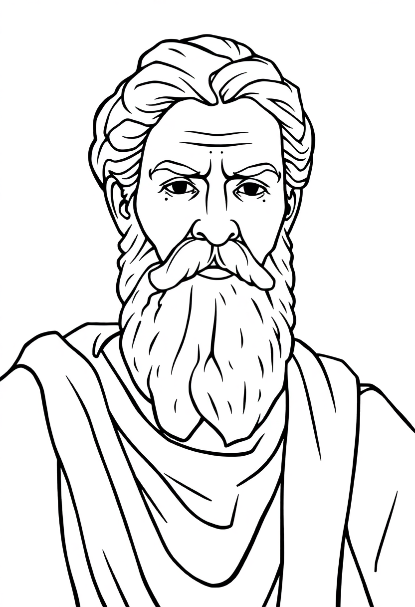 Greek Philosopher Socrates coloring page, free printable standard style for kids and adults