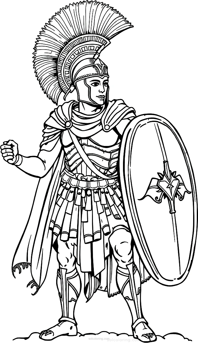 Greek Soldier In Battle Armor coloring pages
