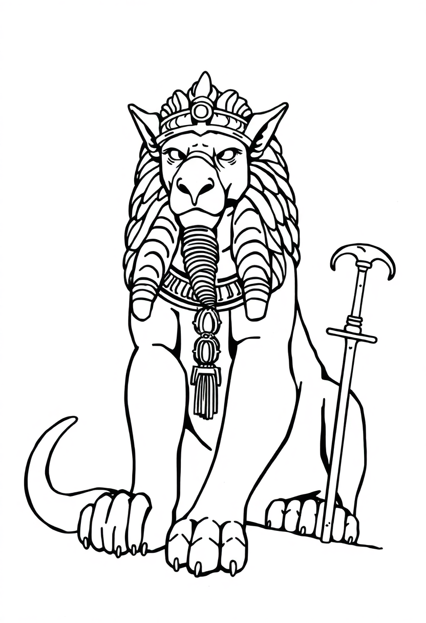 Greek Sphinx Riddle Monster coloring page, free printable