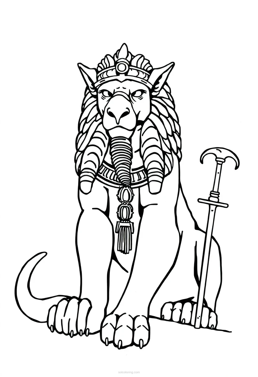 Greek Sphinx Riddle Monster coloring page for kids