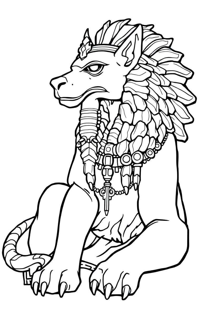 Greek Sphinx Riddle Monster coloring page, free printable