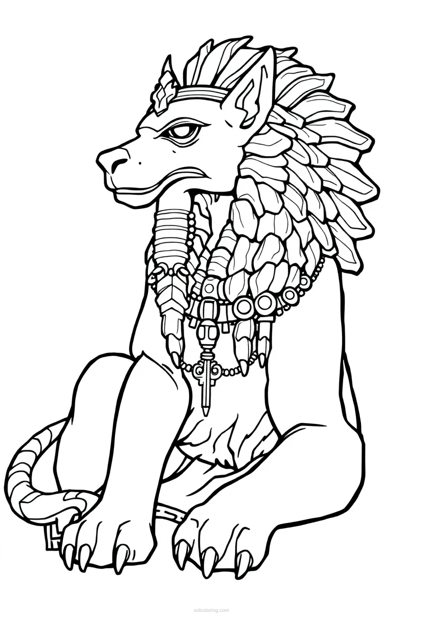 Greek Sphinx Riddle Monster coloring page for kids