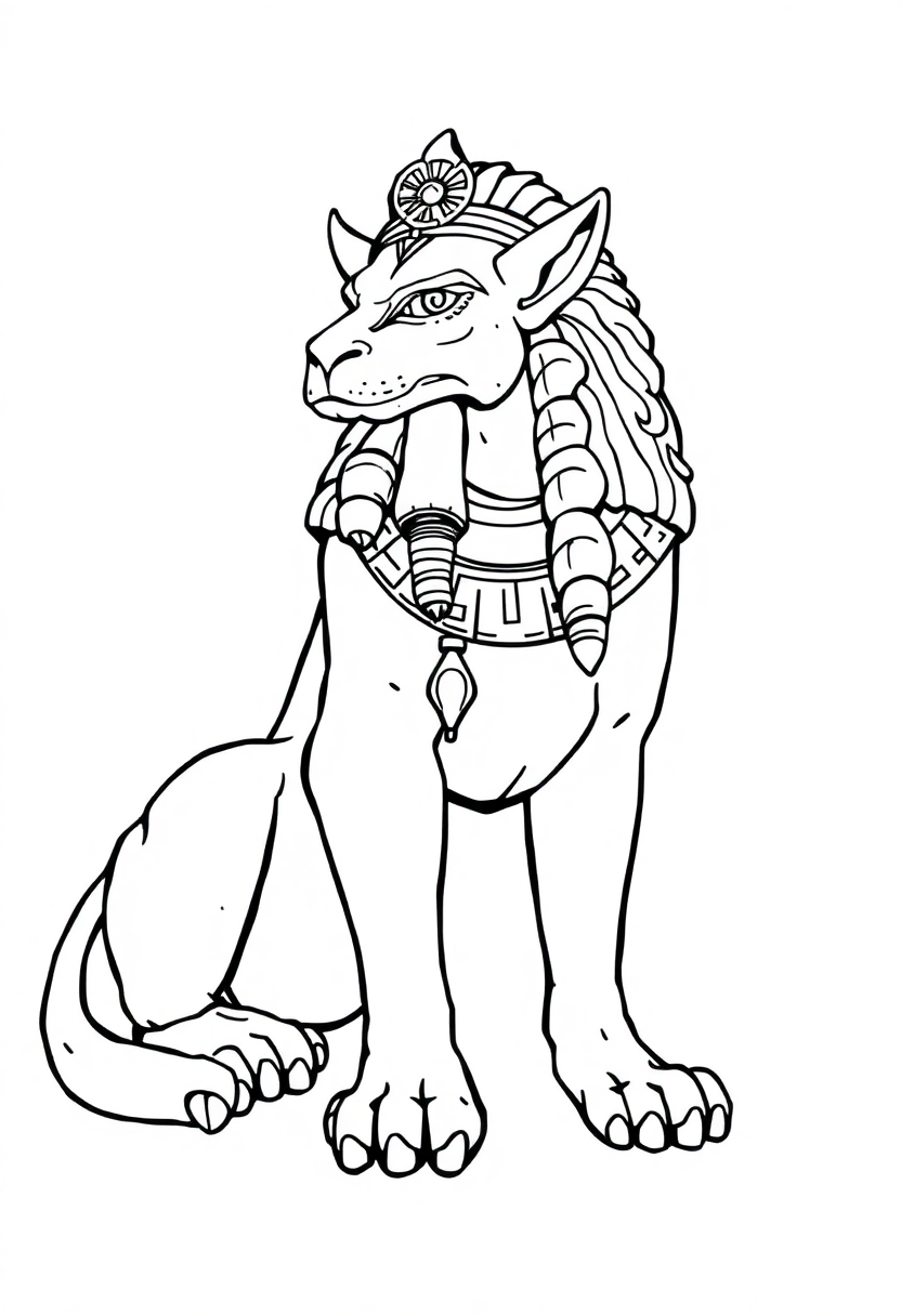 Greek Sphinx Riddle Monster coloring page, free printable