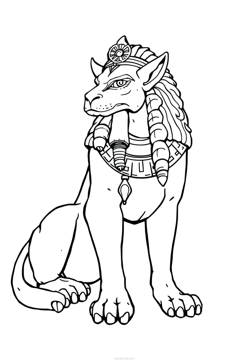 Greek Sphinx Riddle Monster coloring page for kids