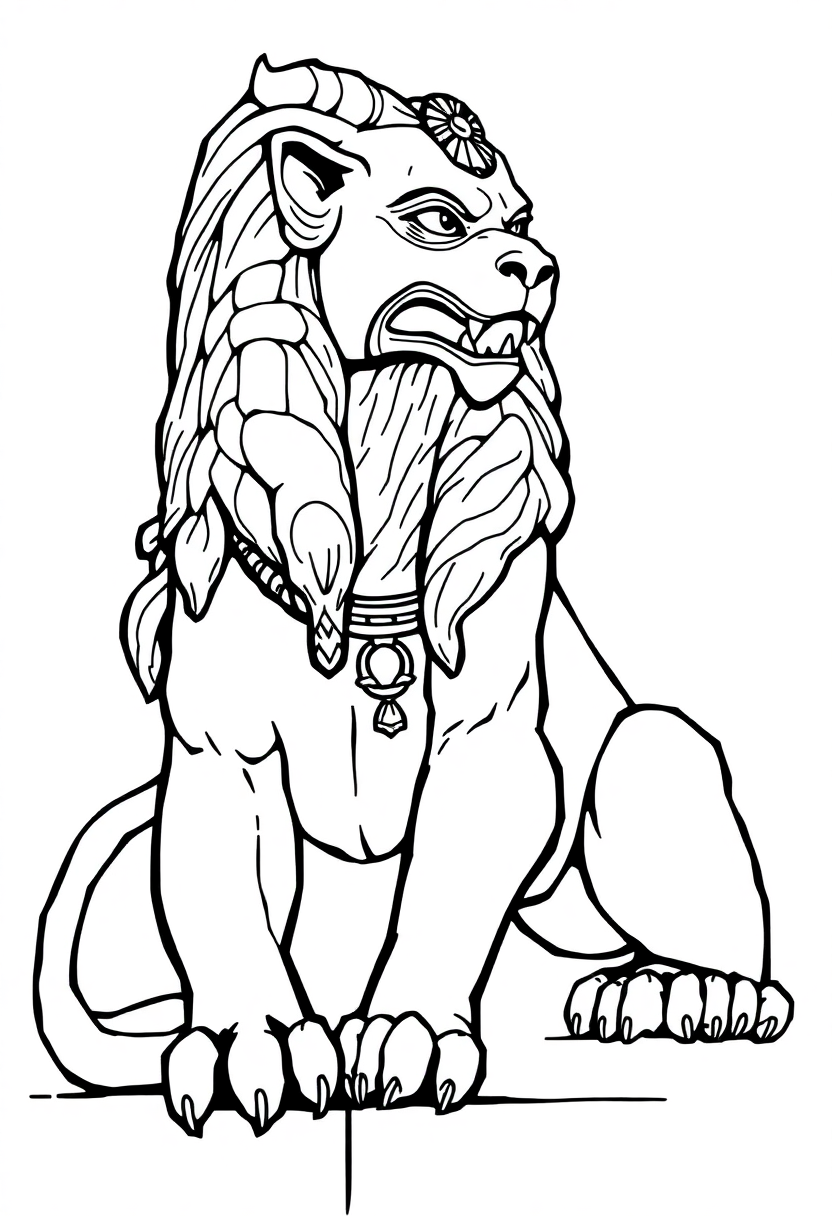 Greek Sphinx Riddle Monster coloring page, free printable