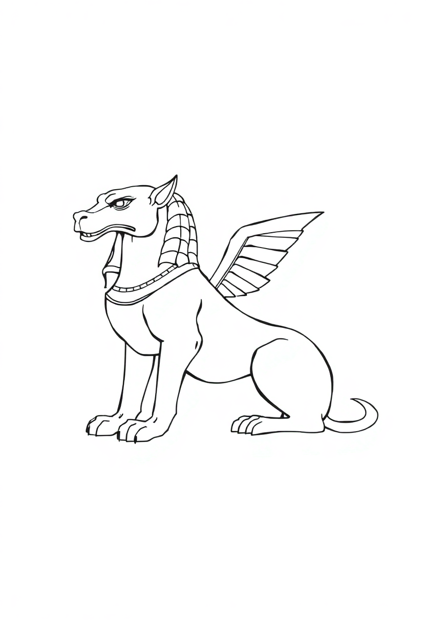 Greek Sphinx Riddle Monster coloring page, free printable