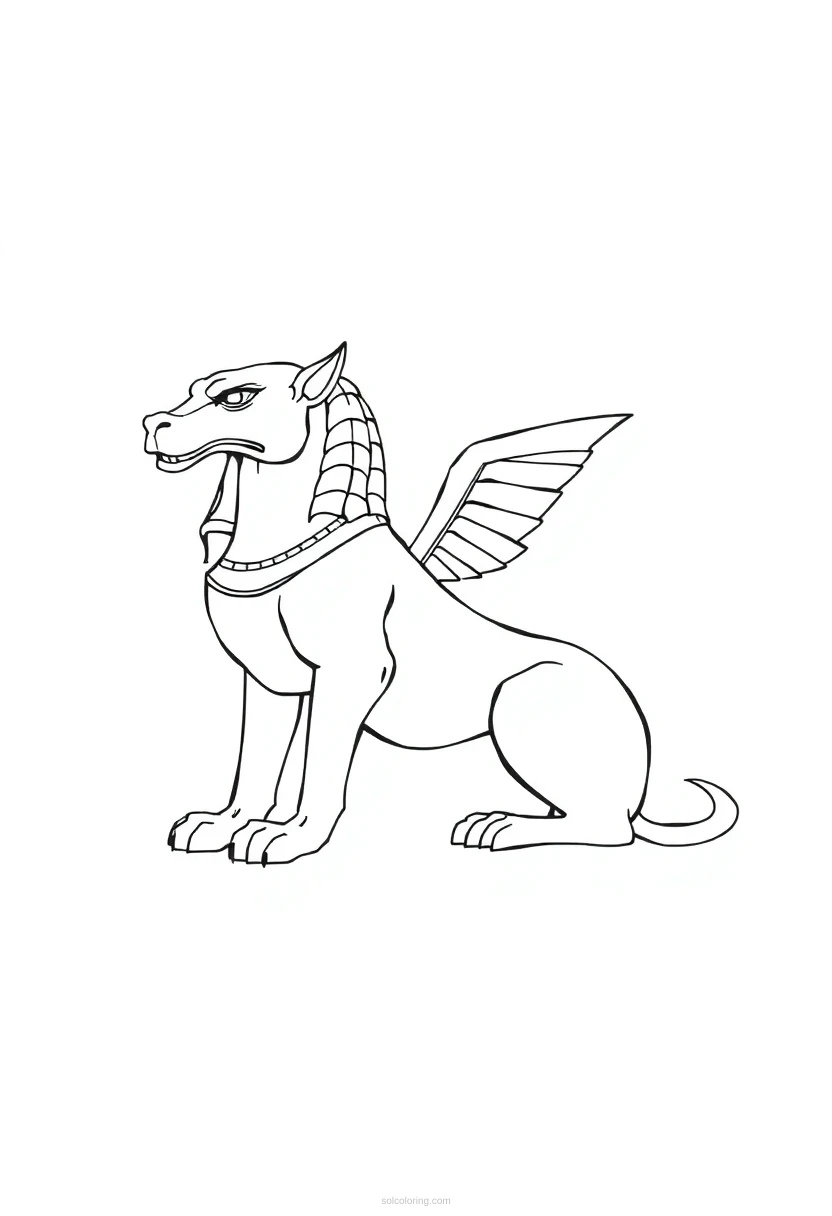 Greek Sphinx Riddle Monster coloring page for kids