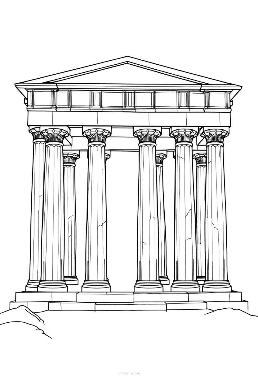 Greek Temple Columns coloring page for kids