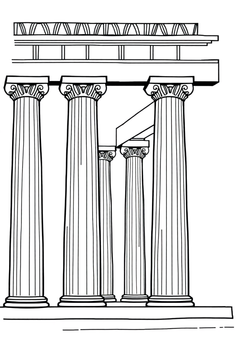 Greek Temple Columns coloring page, free printable