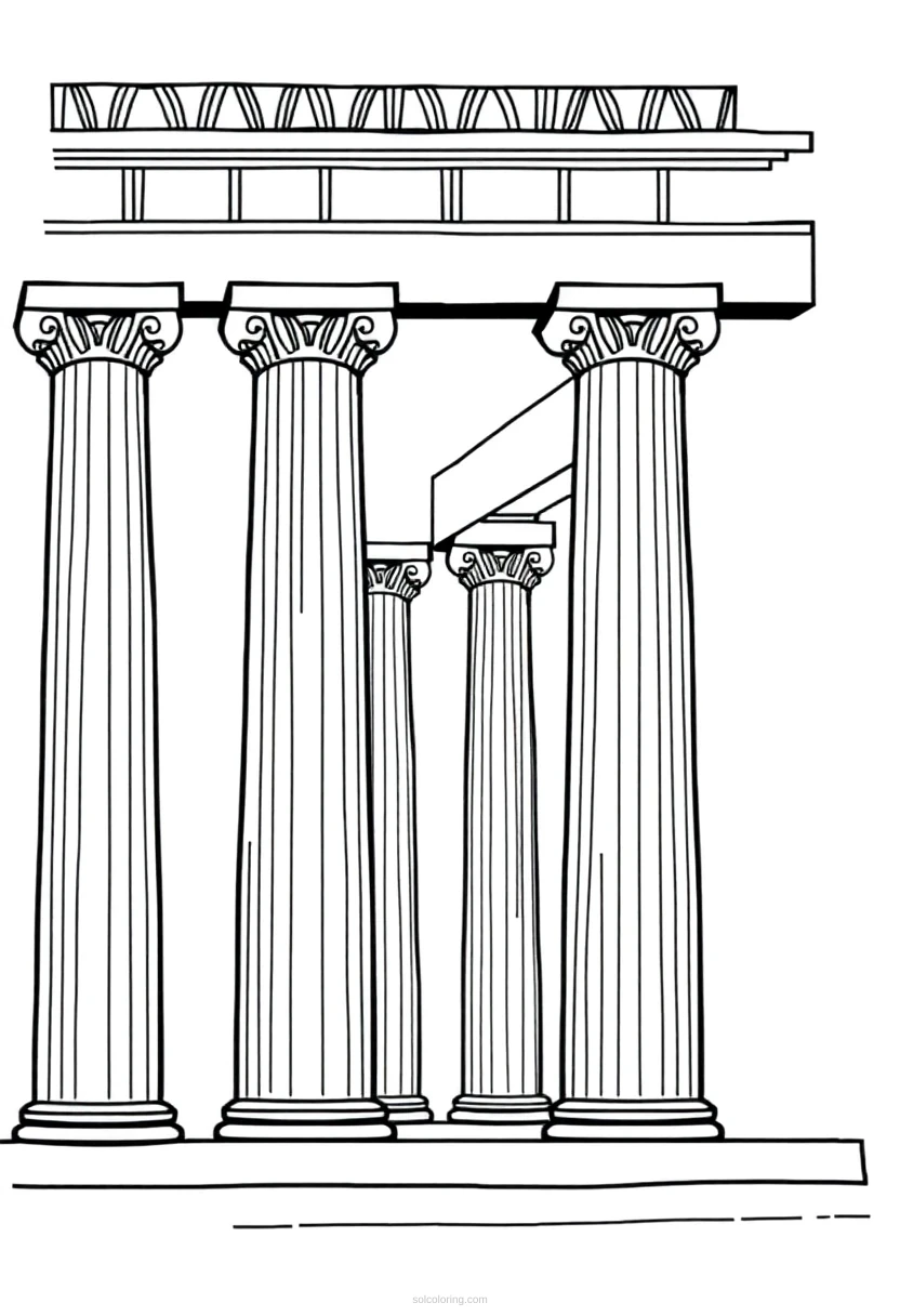 Greek Temple Columns coloring page for kids