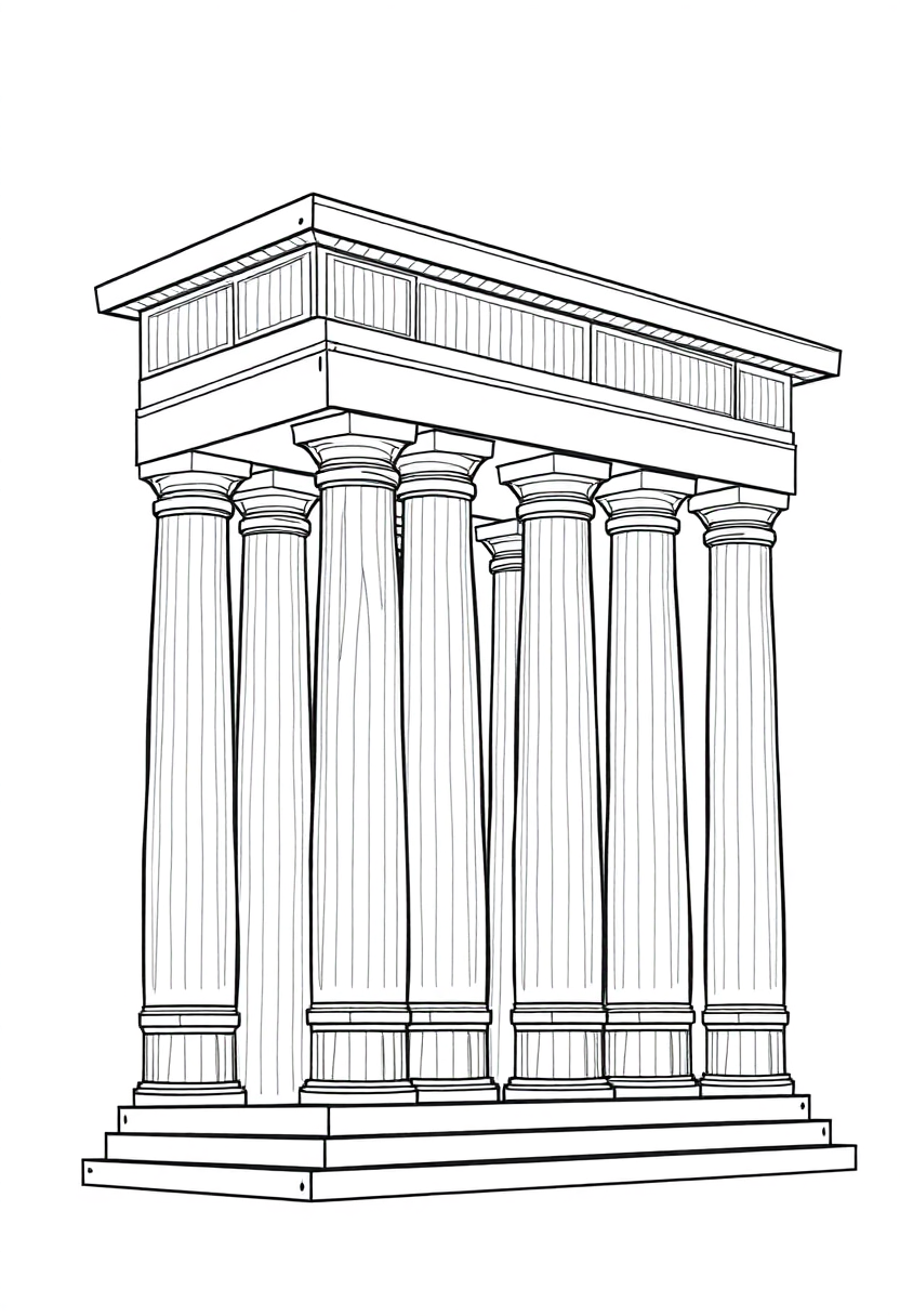 Greek Temple Columns coloring page, free printable