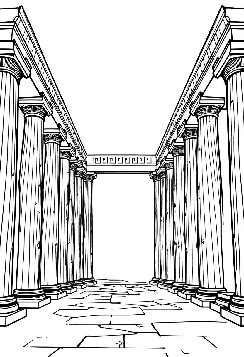 Greek Temple Columns coloring page, free printable