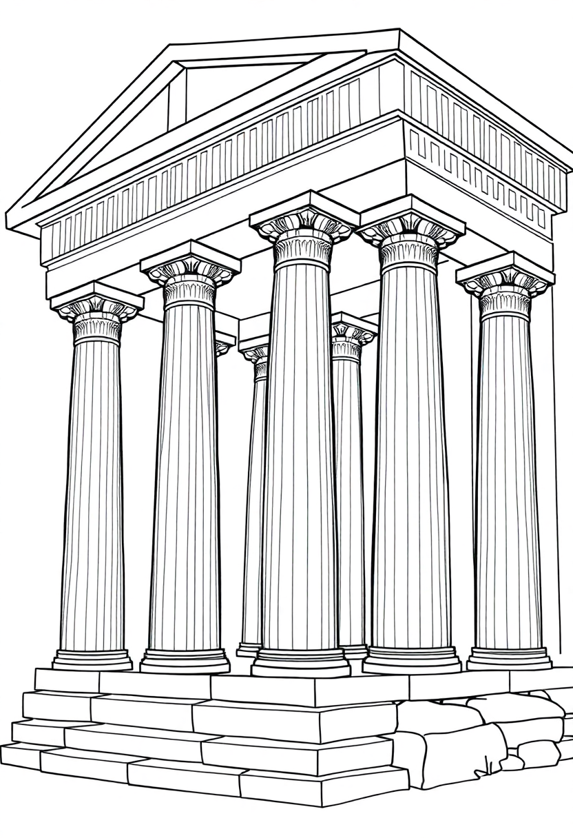 Greek Temple Columns coloring page, free printable