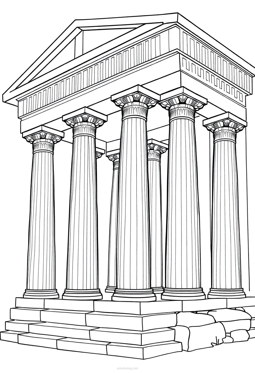 Greek Temple Columns coloring page for kids