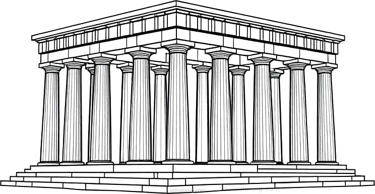 Greek Temple with Columns coloring page for kids