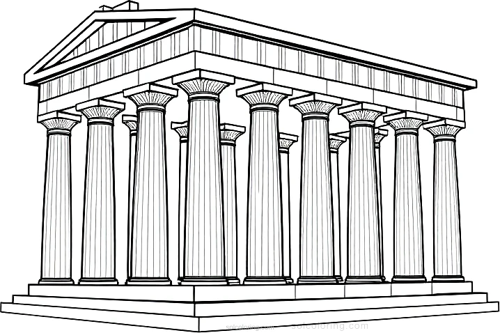 Greek Temple with Columns coloring page for kids