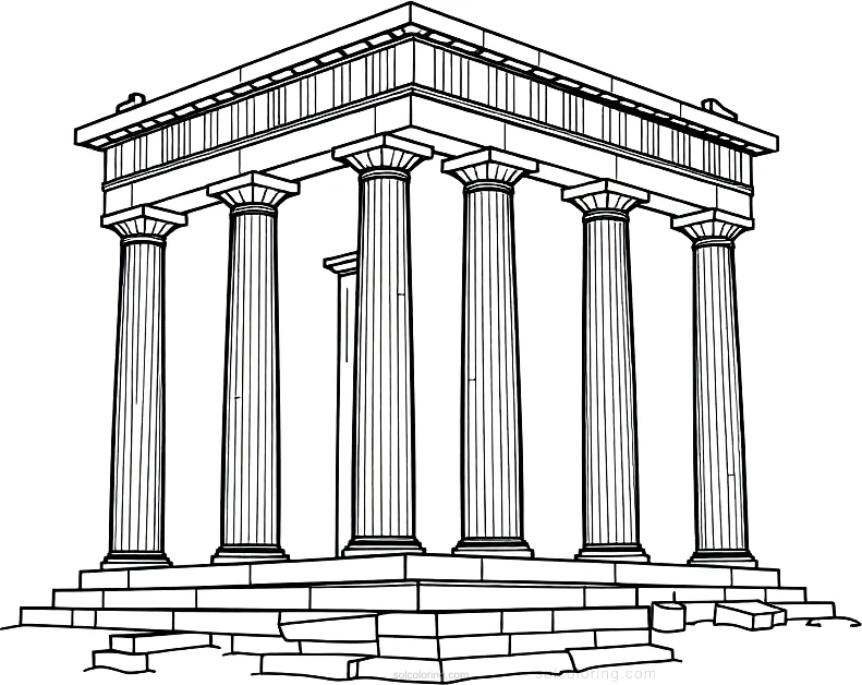 Greek Temple with Columns coloring page for kids