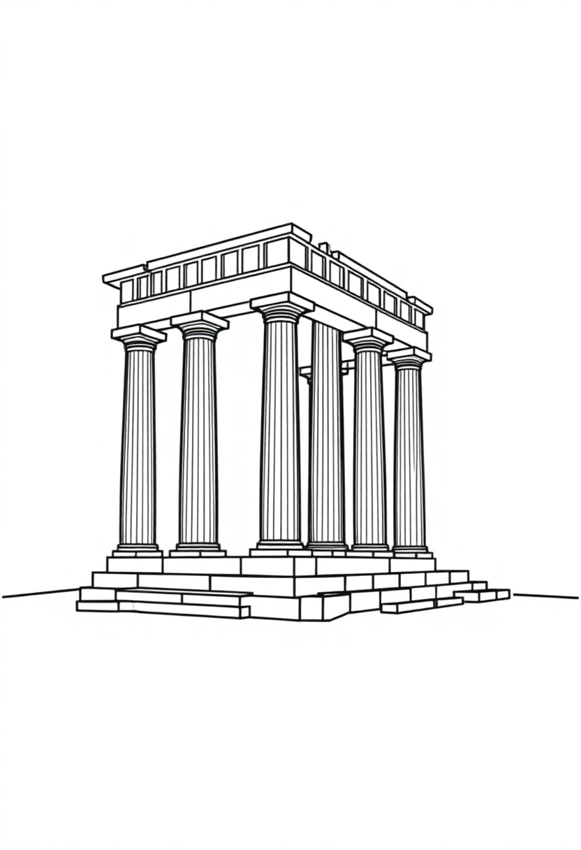 Greek Temple With Columns coloring pages