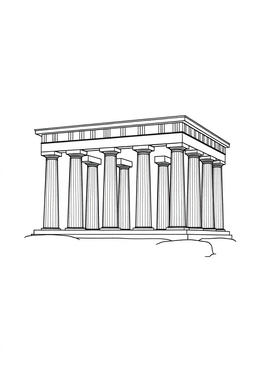 Greek Temple with Columns coloring page, free printable