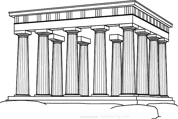 Greek Temple with Columns coloring page for kids