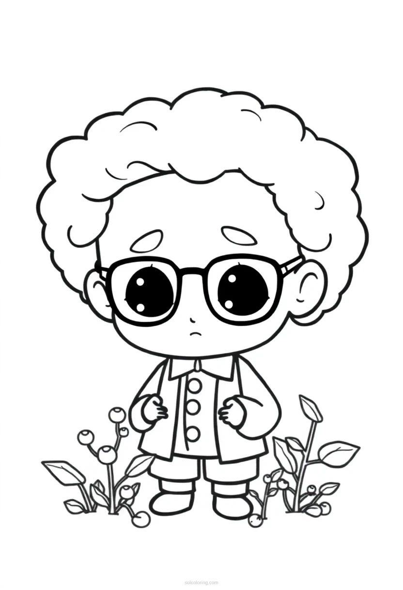 Gregor Mendel in Garden with Pea Plants coloring page for kids
