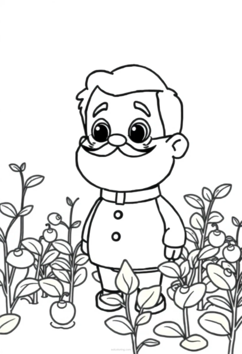 Gregor Mendel in Garden with Pea Plants coloring page for kids