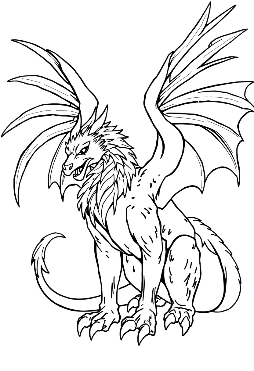 Griffin coloring page, free printable