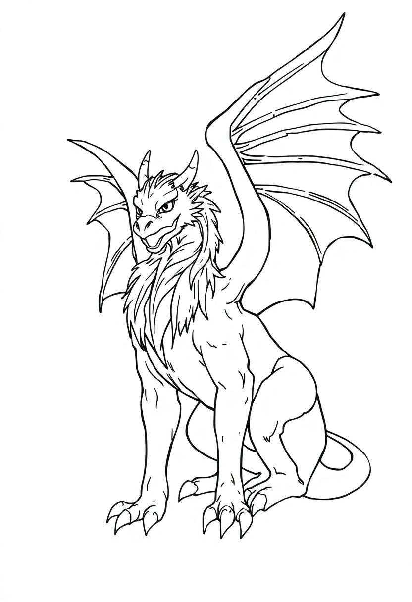 Griffin coloring page, free printable
