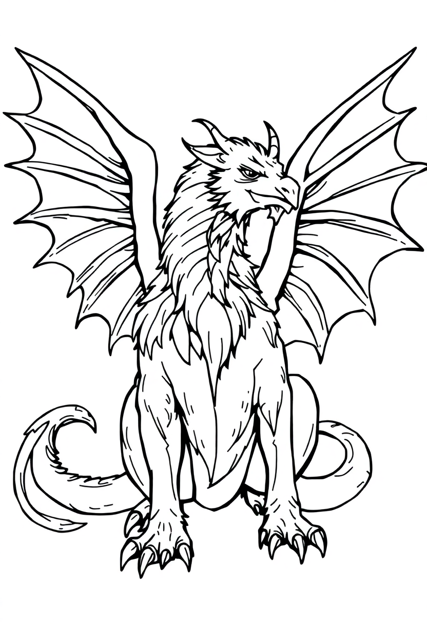 Griffin coloring page, free printable
