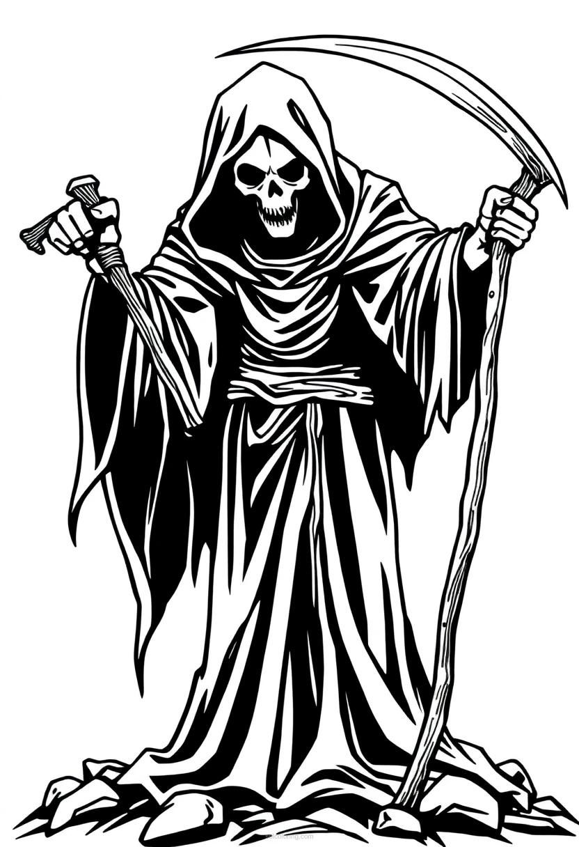 Grim Reaper With Scythe coloring pages