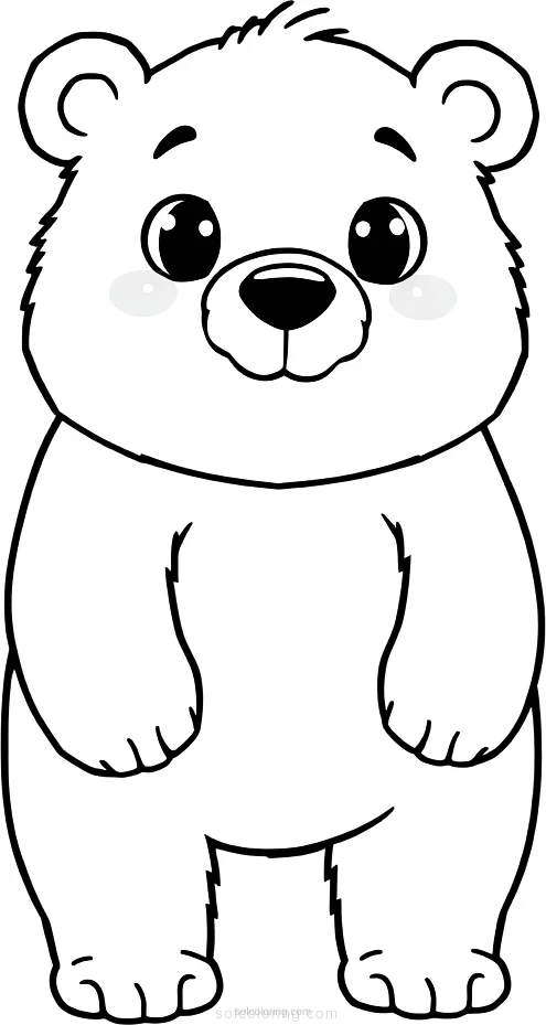 Grizzly Bear Standing coloring page for kids
