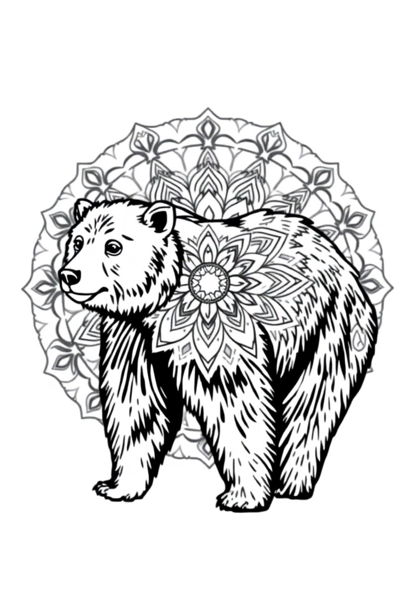 Grizzly Bear Standing coloring page, free printable