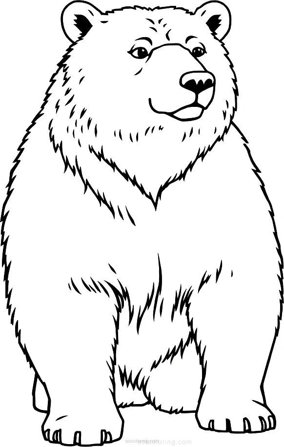 Grizzly Bear Standing coloring page for kids