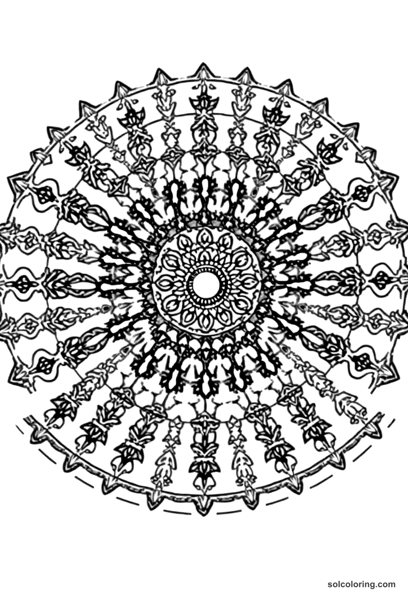 Mandala Gutenberg Printing Press Workshop coloring page, free printable mandala style