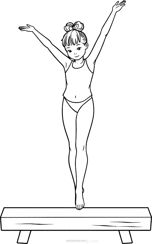 Gymnast on Balance Beam coloring page for kids
