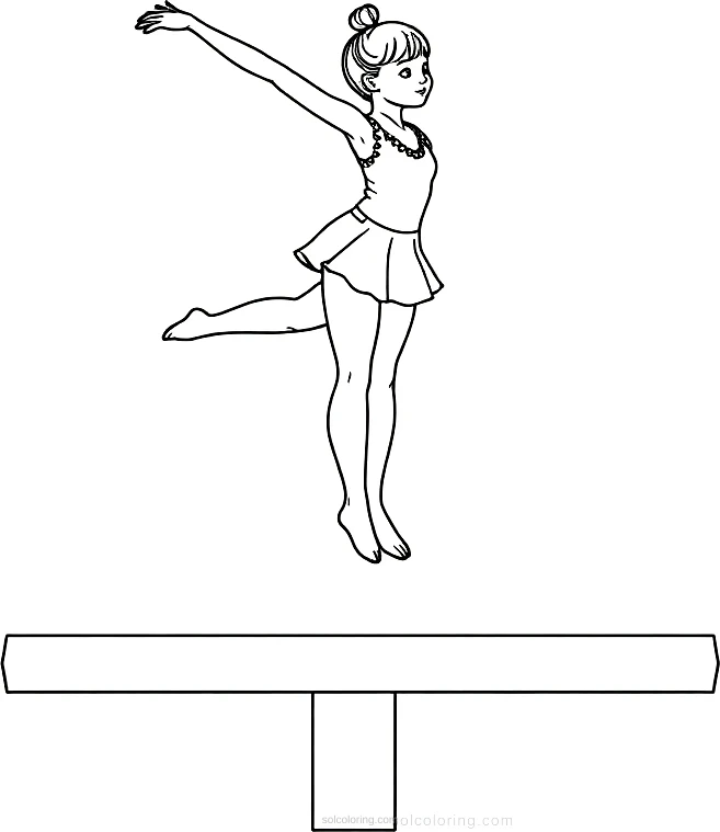 Gymnast on Balance Beam coloring page for kids