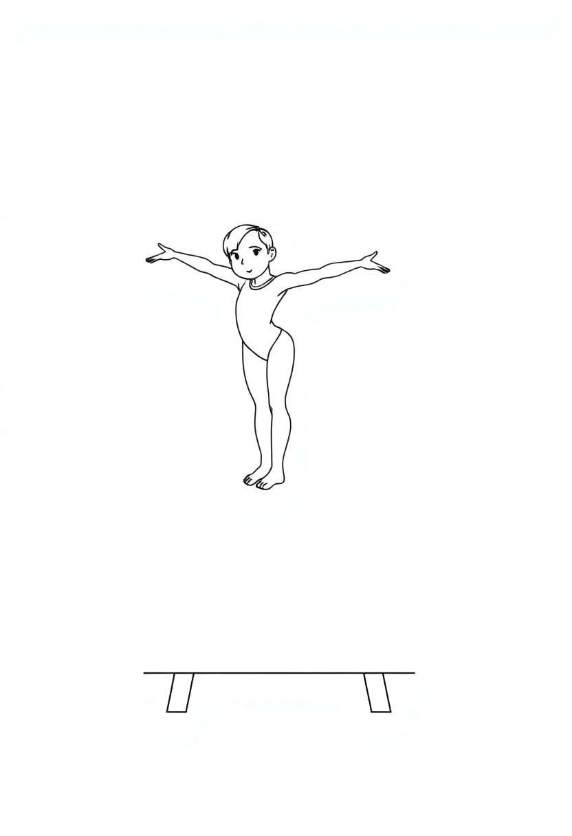 Gymnast on Balance Beam coloring page, free printable