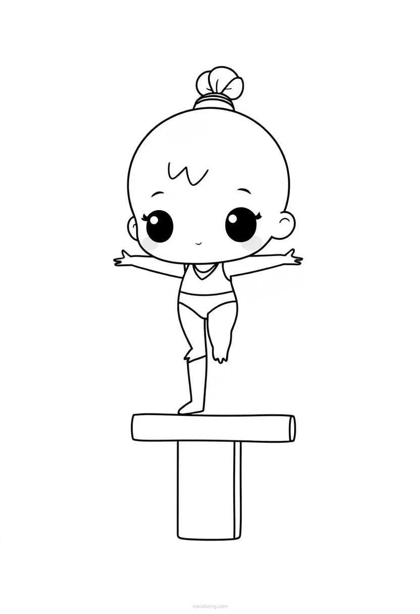 Gymnastics Athlete on Balance Beam coloring page for kids