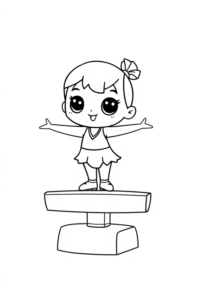 Gymnastics Athlete on Balance Beam coloring page, free printable