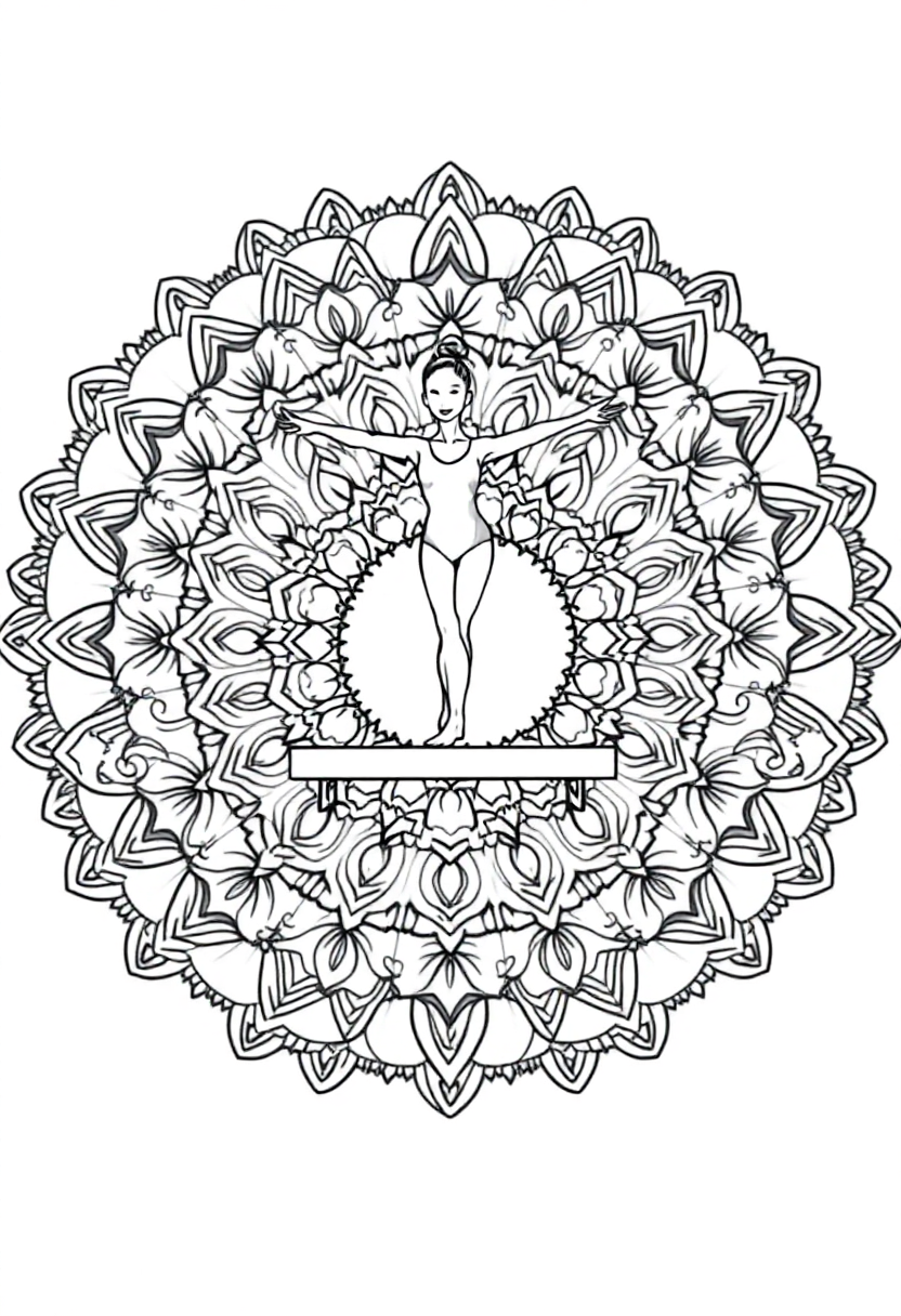 Gymnastics Athlete on Balance Beam coloring page, free printable
