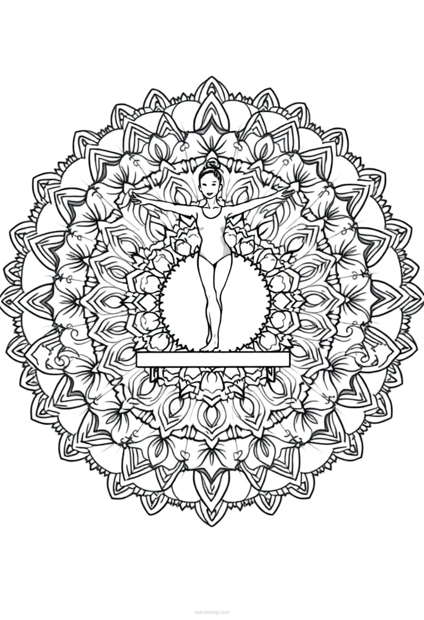 Gymnastics Athlete on Balance Beam coloring page for kids