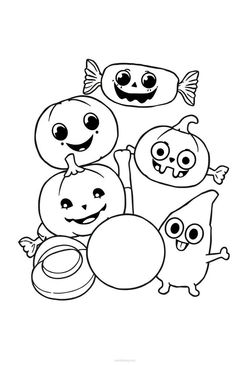 Halloween Candy Assortment coloring page for kids