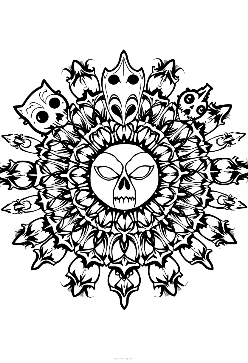 Halloween Masks Collection coloring page for kids