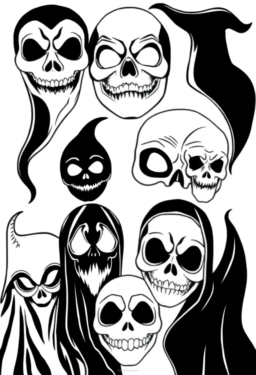 Halloween Masks Collection coloring pages
