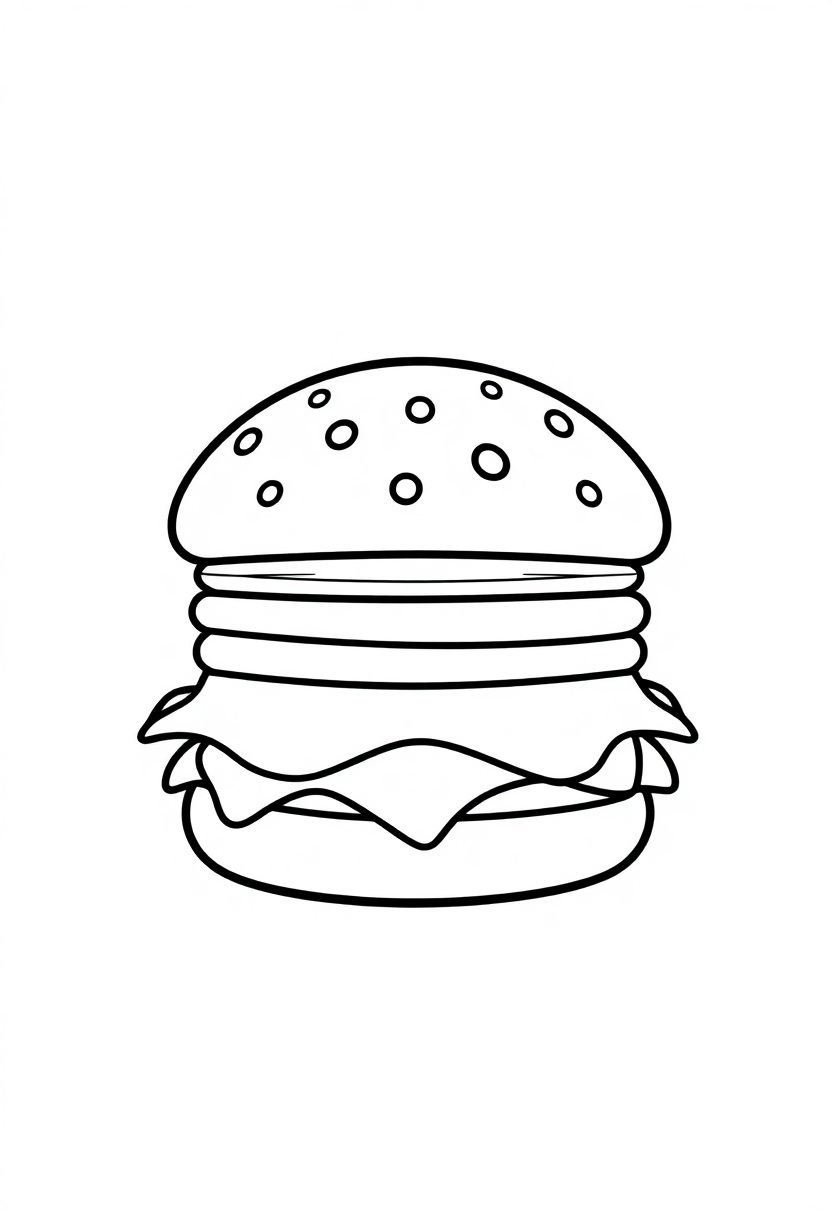 Hamburger coloring page, free printable
