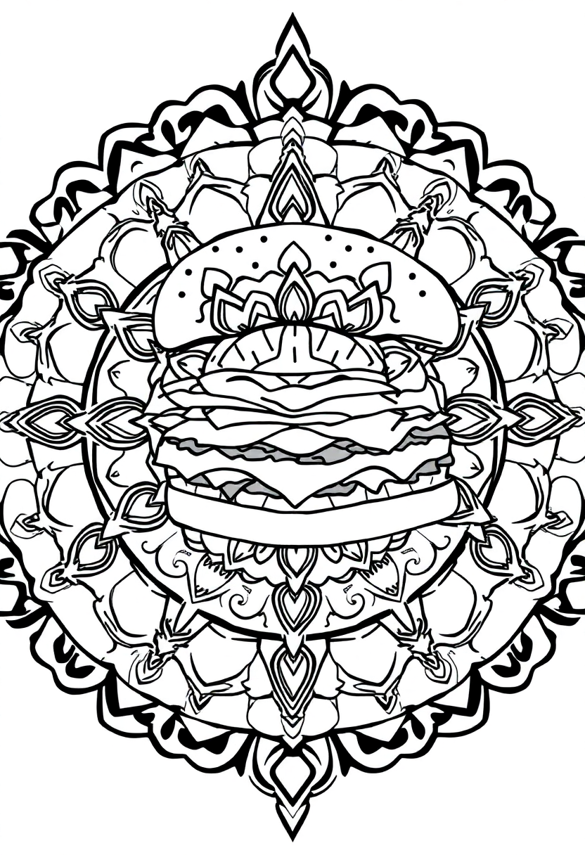 Hamburger coloring page, free printable
