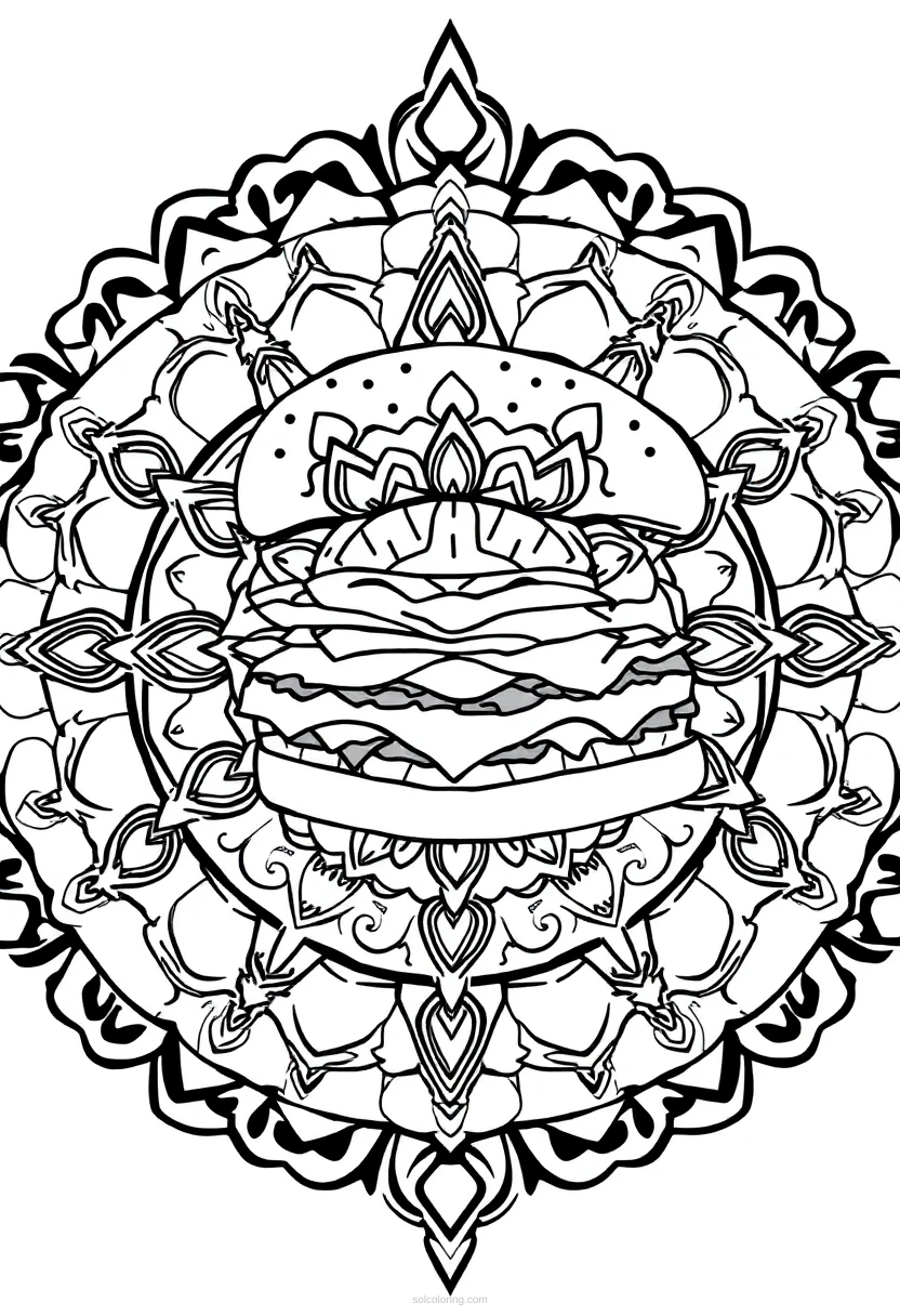 Hamburger coloring page for kids