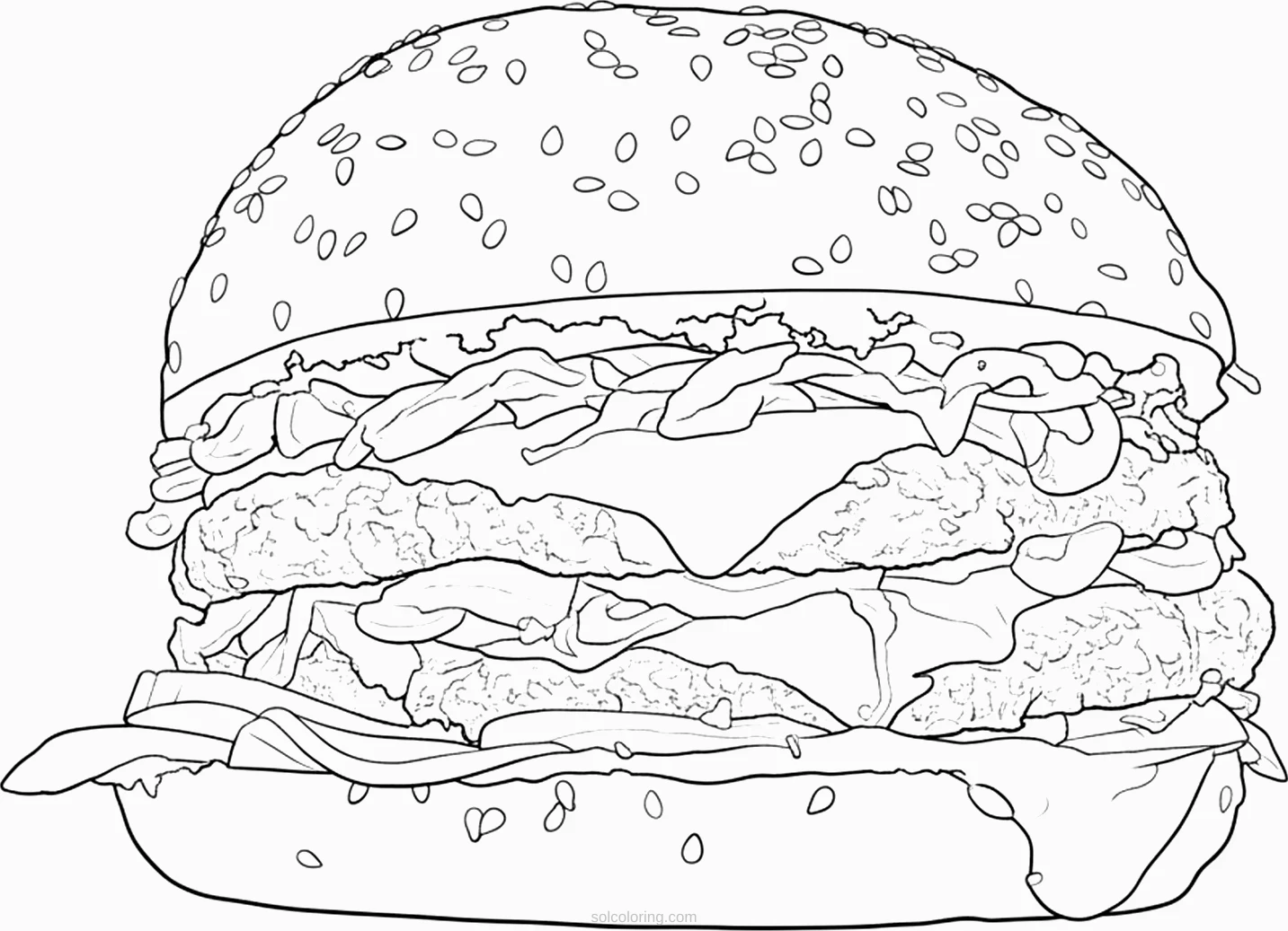 Hamburger coloring page for kids