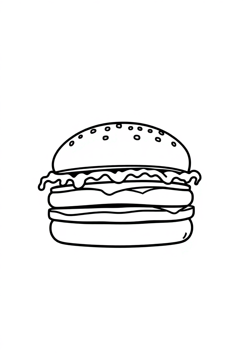 Hamburger coloring page, free printable