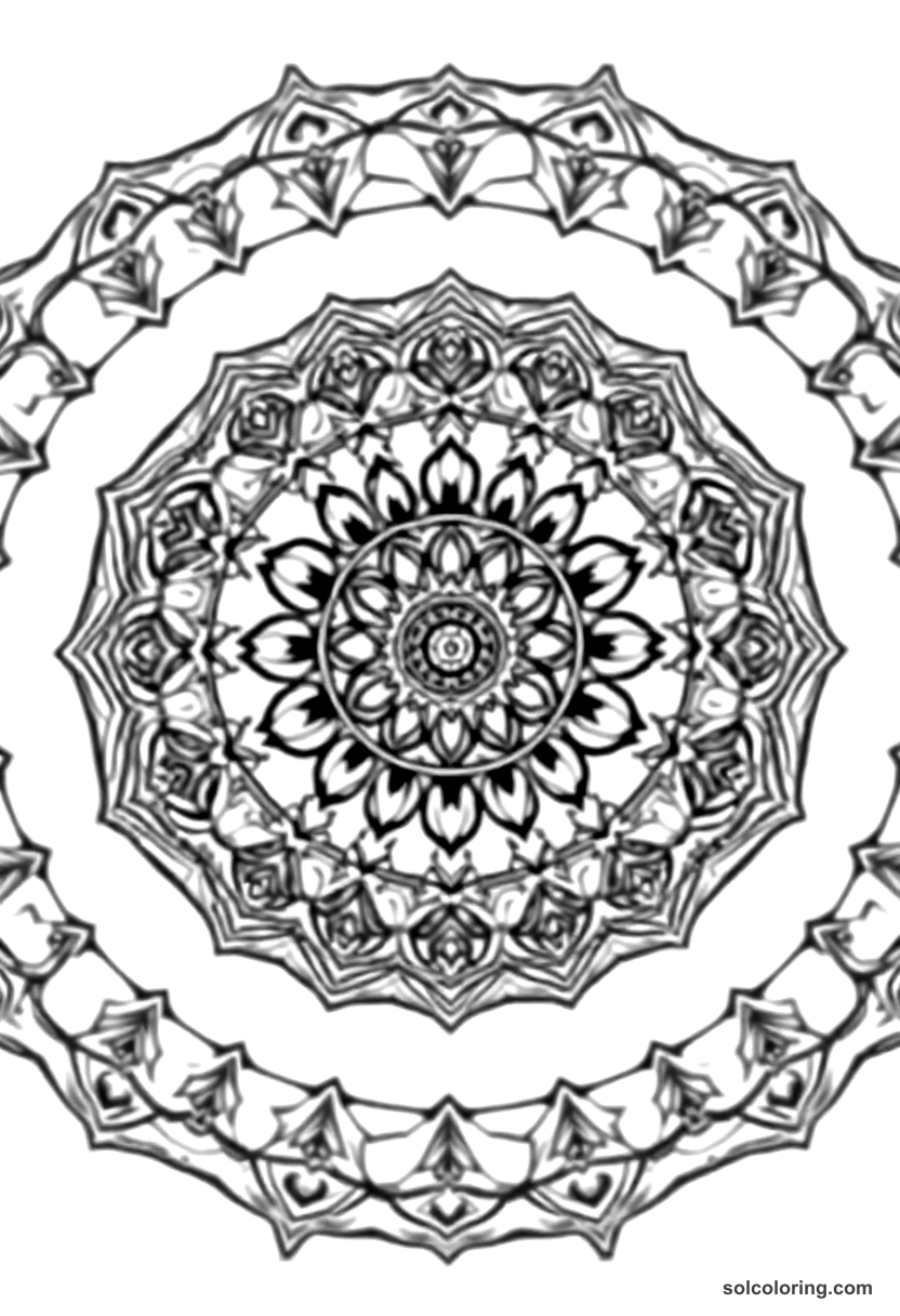 Mandala Harald Bluetooth Uniting Denmark coloring page, free printable mandala style